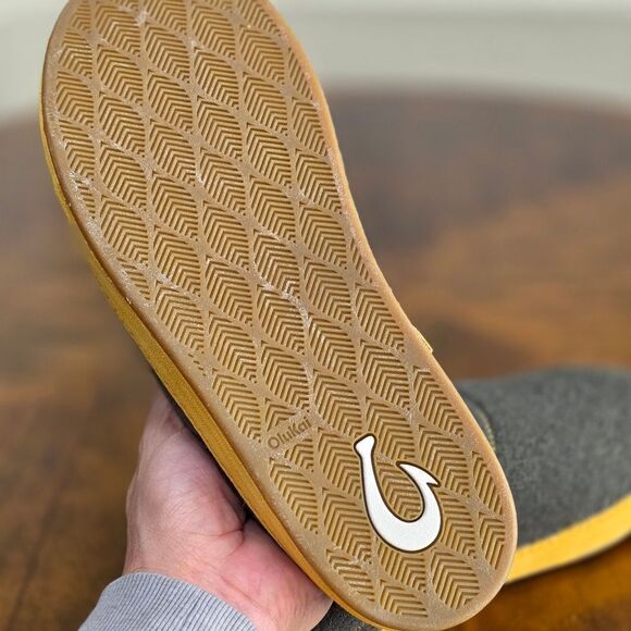 OluKai Hamani Hulu Slip-On Mules Green Yellow Beige Real Lamb Fur Men\'s Size 9 main image 13